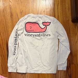 Vineyard Vines White Shirt with Pink Whale Logo